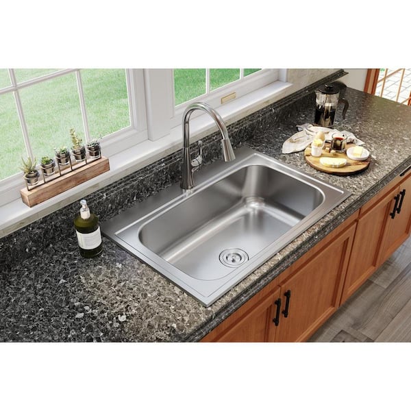 Parkway 33 in. Drop-in Single Bowl 20-Gauge Stainless Steel Kitchen Sink Only