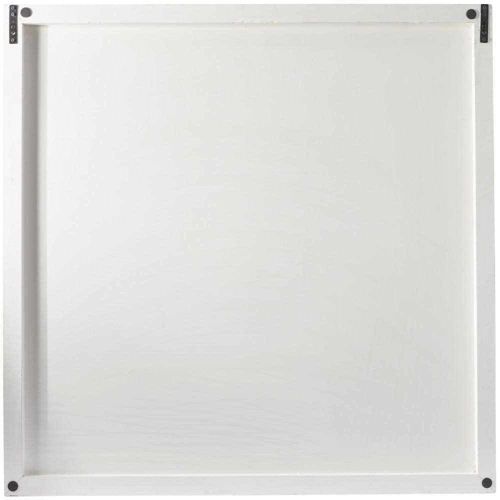 48'' White Geometric Wood Square Wall Art
