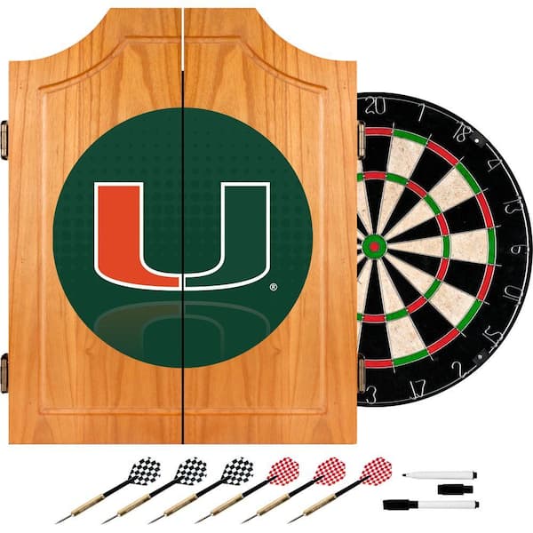 Trademark Global University of Miami Reflection 20.5 in. Wood Dart Cabinet Set
