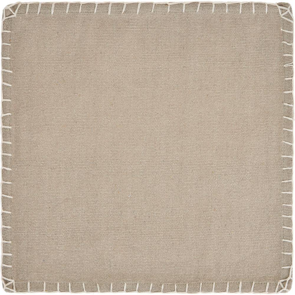 LR Home Windy 15 in. x 15 in. Beige Embroidered Edge Square Cotton Placemats (Set of 4