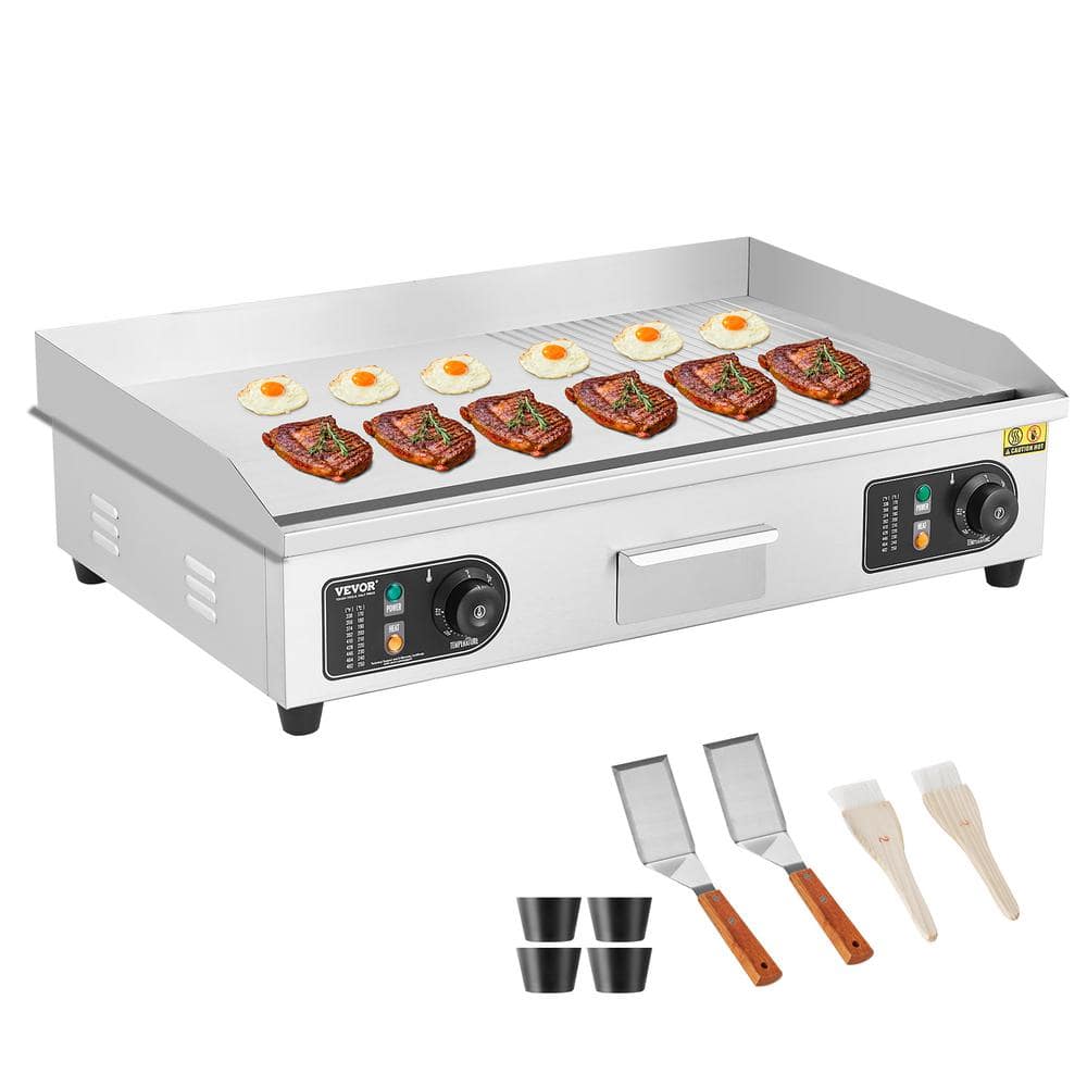 Commercial Electric Griddle 2800 W Countertop Half-Flat Top Grill 29 in. Stainless Steel Griddle Grill