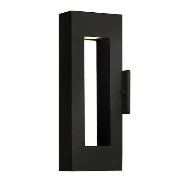 Atlantis 1-Light Satin Black LED Outdoor Wall Lantern Sconce