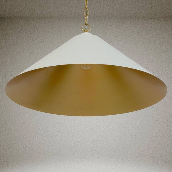Zevni Mid-Century Modern 24.2 in. W 1-Light Gold Pendant Lamp with