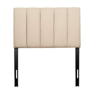 Helena Adjustable Cream Twin Upholstered Headboard with Channel Tufting