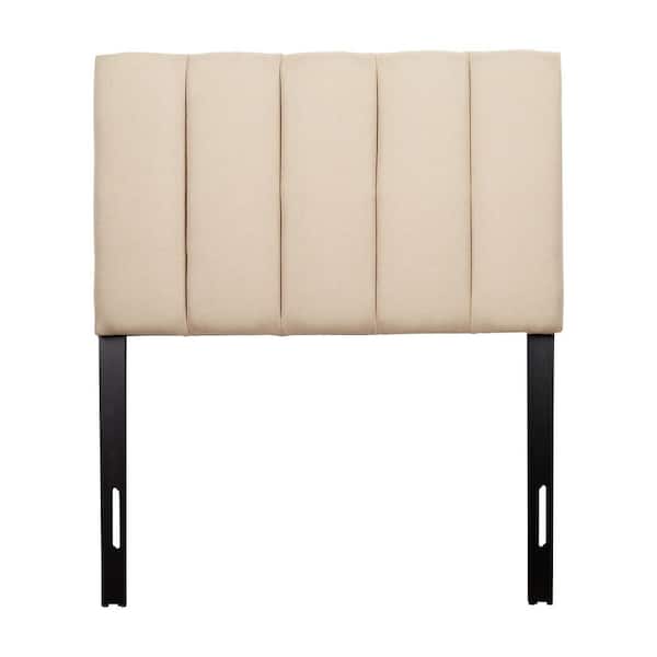 CorLiving Helena Adjustable Cream Twin Upholstered Headboard with Channel Tufting