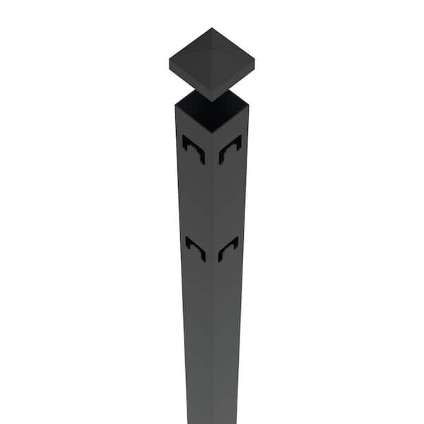TuffBilt Mitchell 2 in. x 2 in. x 88 in. Black Aluminum Fence Corner Post