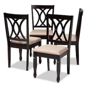 Reneau Sand Brown and Espresso Fabric Dining Chair (Set of 4)