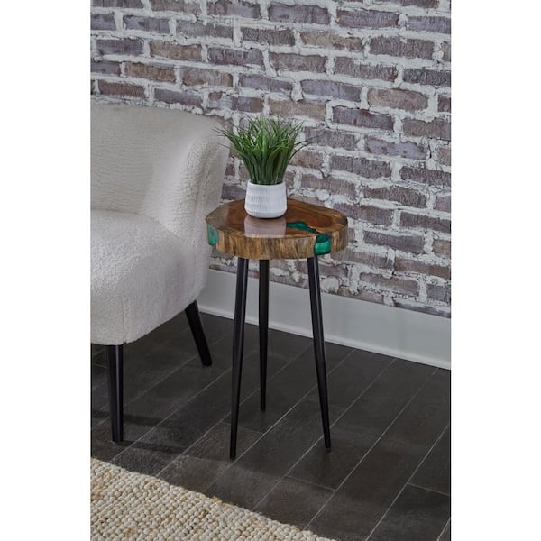 Martin Svensson Home Cooke 14 in. Cinnamon Brown Round Live Edge Solid Wood Top Accent End Table