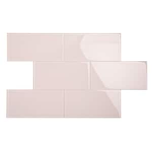 Rose Pale Pink 6 in. x 12 in. Wall Glossy Subway Glass Tile (5 sq. ft./Case)