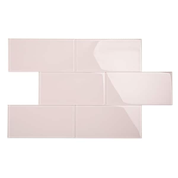 null Rose Pale Pink 6 in. x 12 in. Wall Glossy Subway Glass Tile (5 sq. ft./Case)