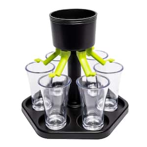Plastic Liquor Shot Dispenser and Pourer Set with Individual Stoppers