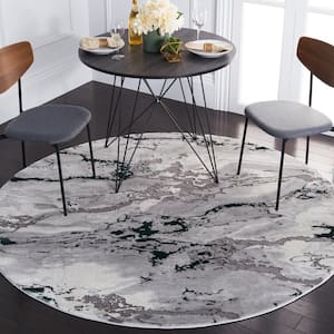 Craft Gray/Green 7 ft. x 7 ft. Marbled Abstract Round Area Rug