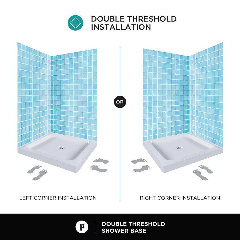 White Acrylic 30 x 30 Double Threshold Shower Base