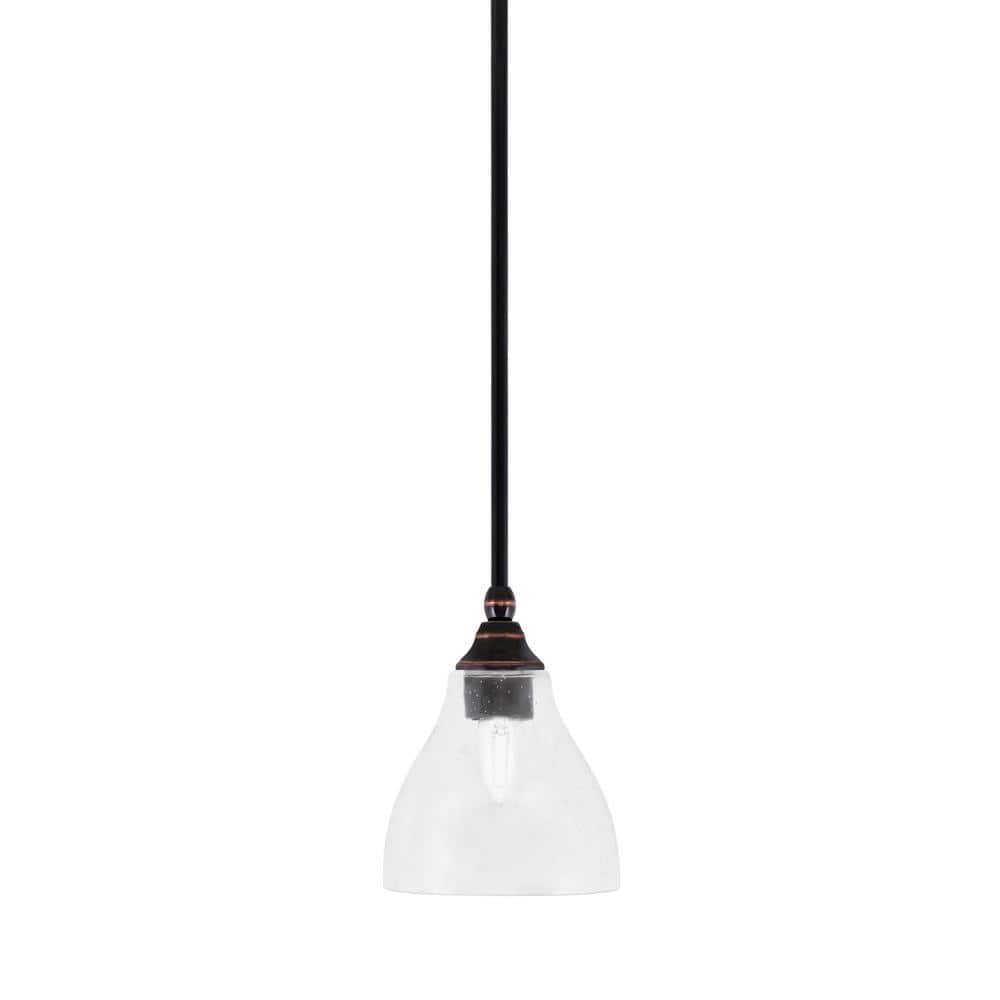 Sparta 100-Watt 1-Light Black Copper Mini Pendant Light with Clear Bubble G