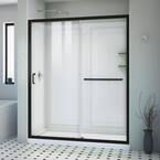 Infinity-Z 60 in. W x 76.75 in. H Sliding Semi Frameless Shower Door in Satin Black Finish with Clear Glass and Base