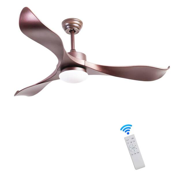 FIRHOT 52 in. LED Indoor Brown Smart Ceiling Fan with Remote and Timer