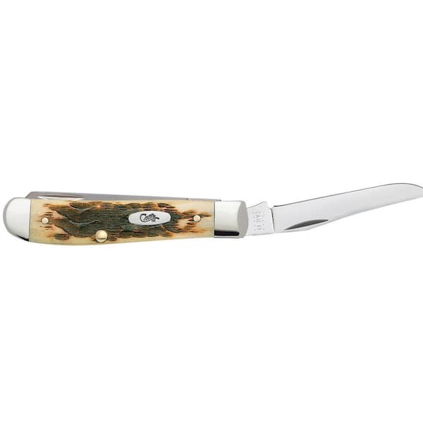 Amber Bone Peach Seed Jig Mini Trapper Pocket Knife