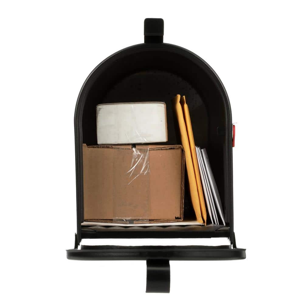 Admiral Large Black Aluminum Post Mount Mailbox