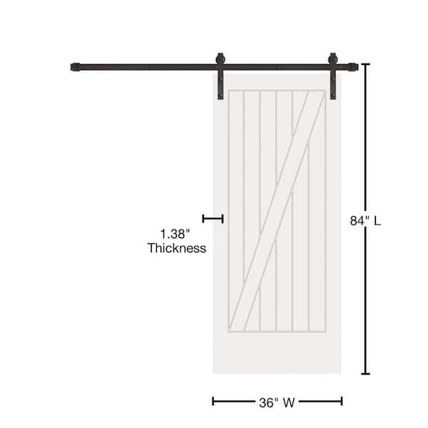 42 in. x 84 in. Cottage One Panel Z-Plank Unf Prime Solid Pine Wood Interior Sliding Barn Door with Bronze Hardware 42 in. x 84 in. Cottage One Panel Z-Plank Unf Prime Solid Pine Wood Interior Sliding Barn Door with Bronze Hardware