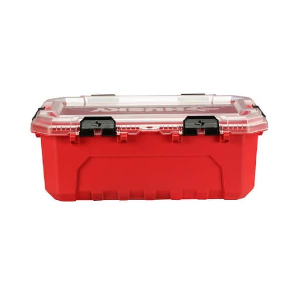 Husky 30-Gal. Professional Duty Waterproof Storage Container with Hinged  Lid in Red 252246 - The Home Depot