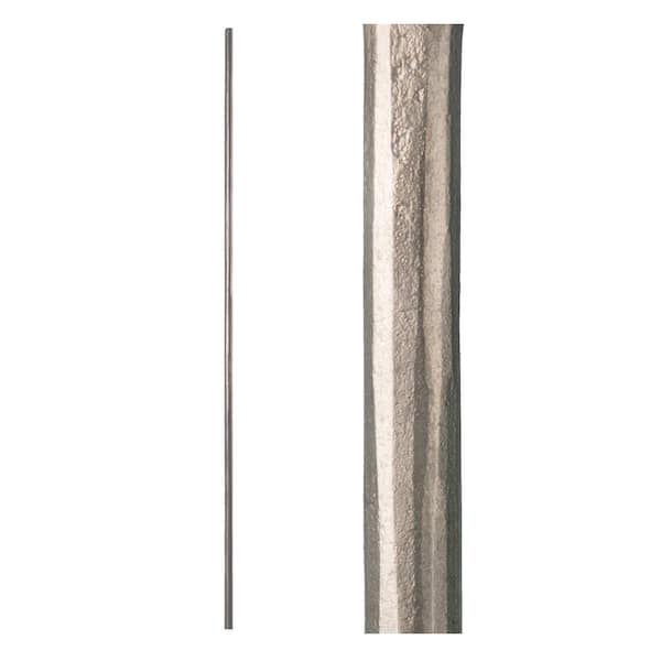 HOUSE OF FORGINGS Satin Clear 3.1.1 Round Hammered Plain Solid 0.6 in. x 44 in. Iron Baluster for Staircase Remodel