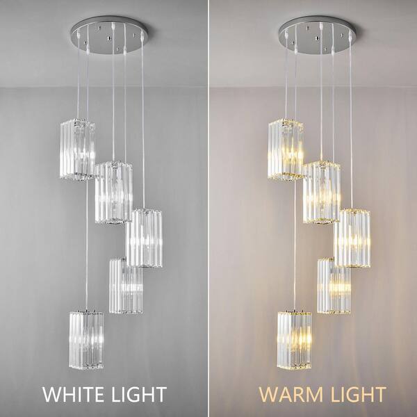 ZHLWIN Home Lighting 5-Light Chrome Rectangle Modern Pendant Light