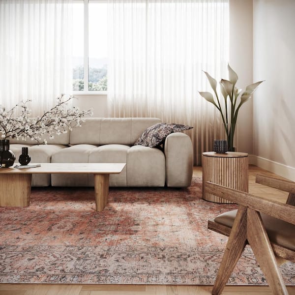 Westfield Antiqued Jute-Blend Orange 7 ft. x 9 ft. Indoor Area Rug