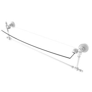 Retro Wave Collection 24 in. Glass Vanity Shelf with Integrated Towel Bar in Matte White