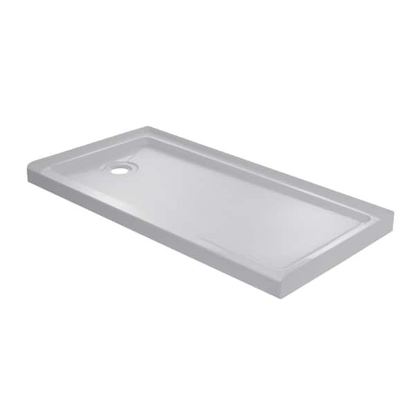 CRAFT + MAIN 60 in. L x 30 in. W Single Threshold Shower Pan with Left Drain in White