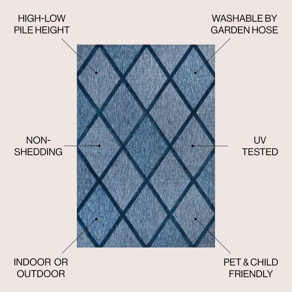 Navy Mediterranean Trellis 63'' Handmade Synthetic Area Rug
