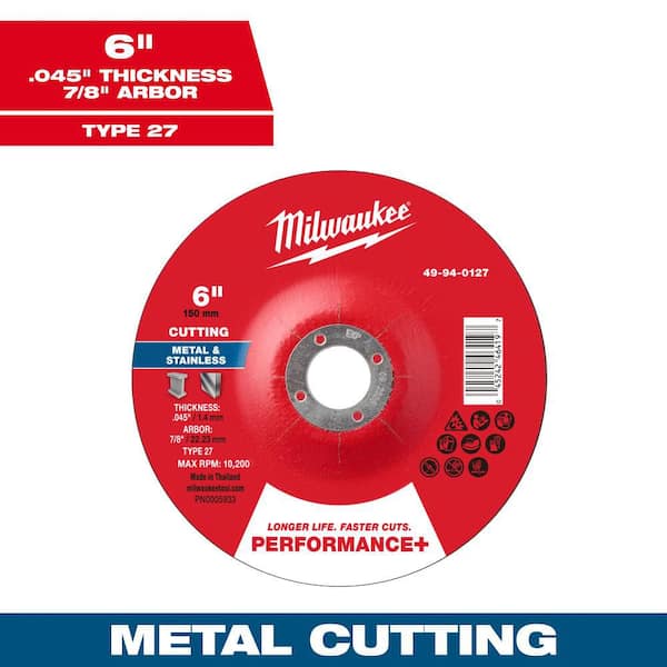 6 in. x. 045 in. x 7/8 in. Performance Plus Metal Cut Off Wheel-Type 27