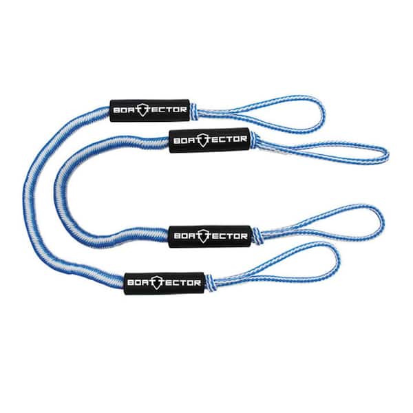 Extreme Max BoatTector Bungee Dock Line Value 2-Pack - 4', Blue/White