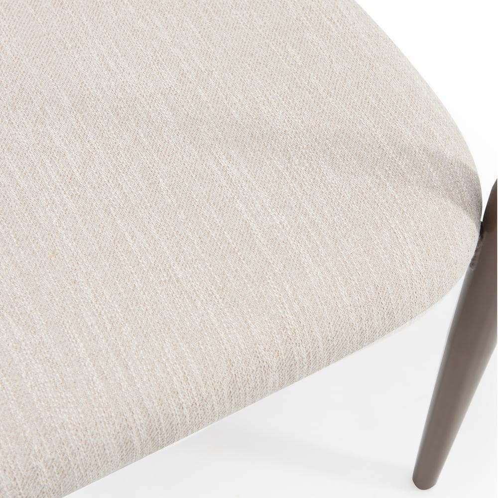 Beige Upholstered Arm Chair with Coffee Gold Metal Legs