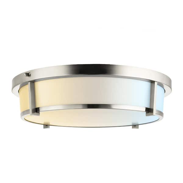 Sunlite 18 in. 1-Light Round Brushed Nickel Selectable LED Selectable CCT 3000K, 4000K, 5000K Flush Mount Light