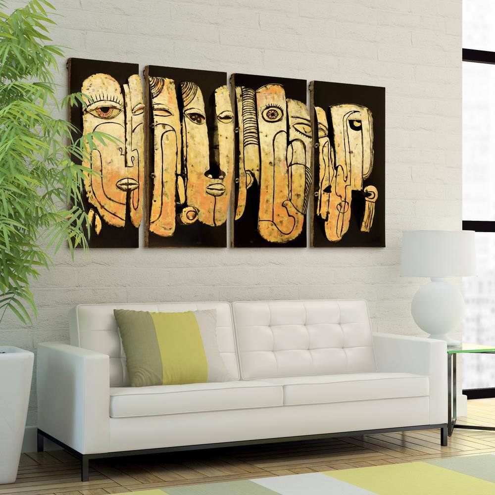 Totem Poles Hand Painted Iron Abstract Wall Art, 64" x 32"