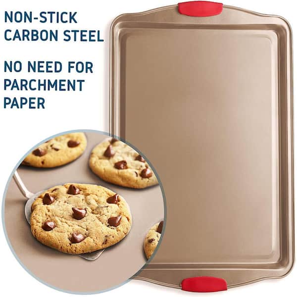 8 PCS Baking Sheet Pan Set Nonstick Cookie Sheets Turner Spatula and Large,  Medium Silicon Brush, Large, Medium, Small Baking Sheet Pan 