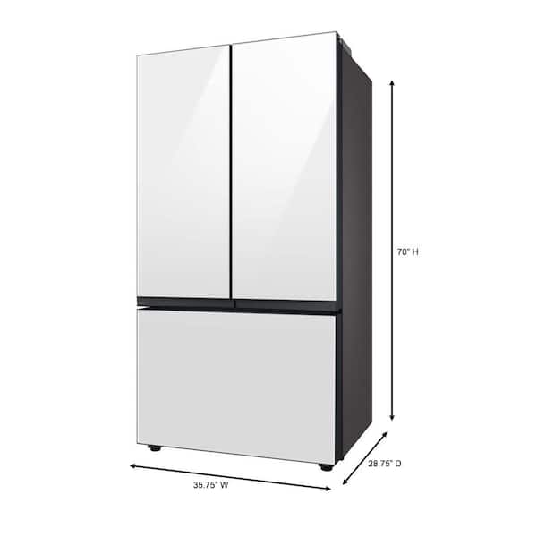 White Glass Bespoke 3-Door French Door Counter Depth Smart Refrigerator (24  cu. ft.) with AutoFill Water Pitcher and Customizable Door Panel Colors  RF24BB620012AA