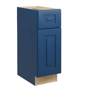 Grayson Mythic Blue Painted Plywood Shaker Assembled Bath Cabinet Soft Close Left 12 in W x 21 in D x 34.5 in H