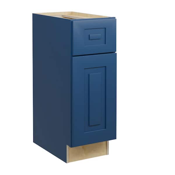 Home Decorators Collection Grayson 12 in. W x 21 in. D x 34.5 in. H Assembled Plywood Base Bath Cabinet in Mythic Blue with Soft Close LH