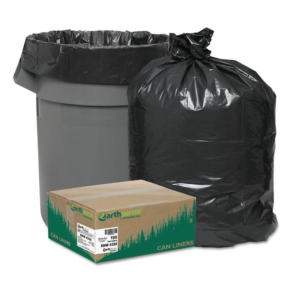 Unbranded 56 Gal. 2 mil 43 in. x 47 in. Black Linear Low Density Recycled Can Liners (10 Bags/Roll, 10 Rolls/Carton)