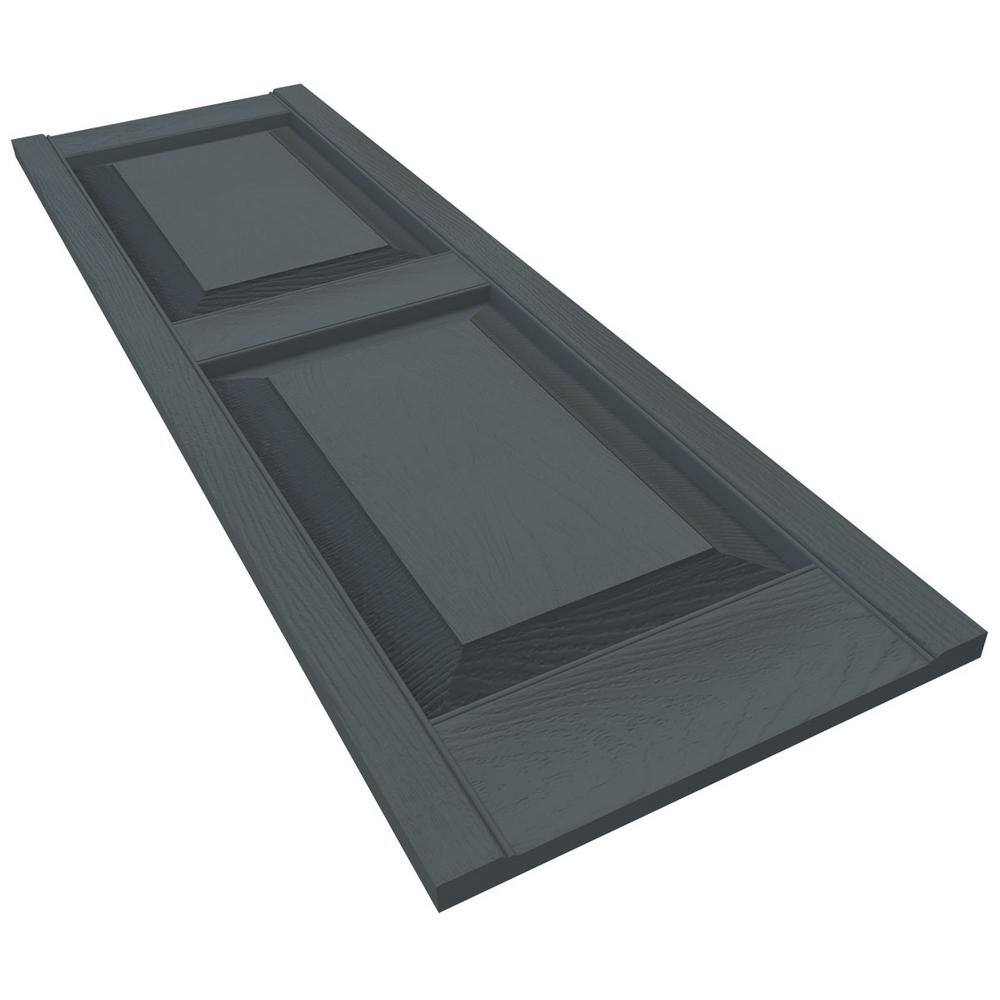 Storm Cloud Gray Raised Panel Vinyl Decorative Shutters, 12" x 35"