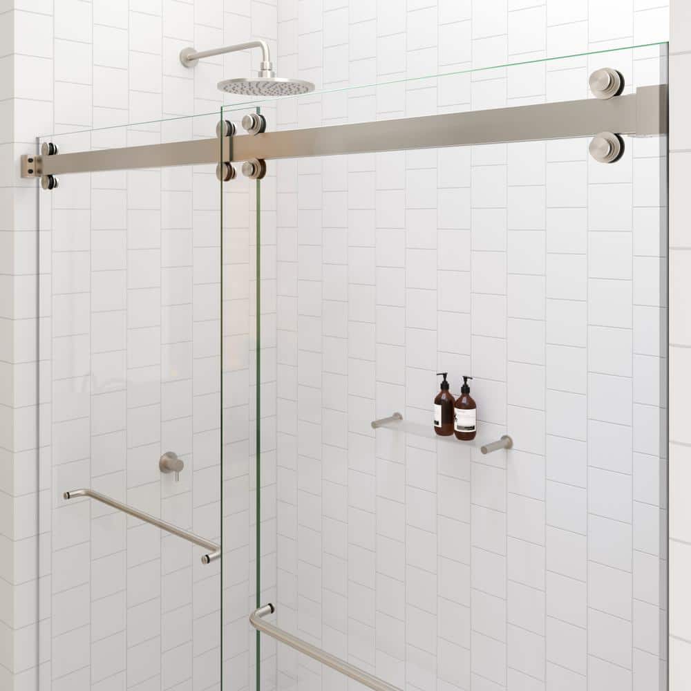 Polaris 60'' Frameless Sliding Bathtub Door with Brushed Nickel Finish