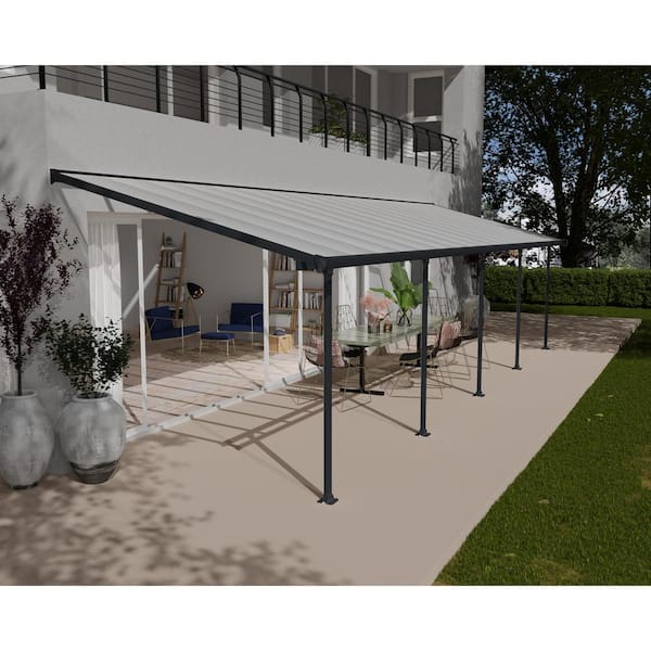 CANOPIA by PALRAM Feria 10 ft. x 32 ft. Gray/Clear Aluminum Patio Cover