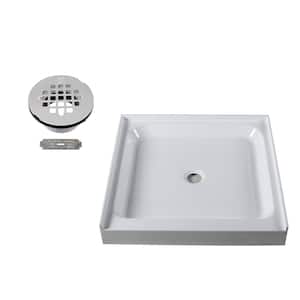 36 in. x 36 in. Single Threshold Alcove Shower Pan Base with Center Drain in White