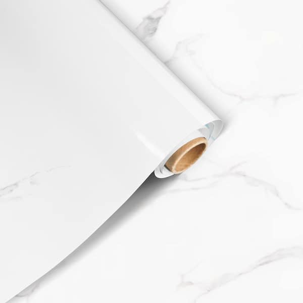 Jeedeson White Self-Adhesive Wallpaper, High Temperature Resistant and Oil Proof Wallpaper for Kitchen, 23.62 in. x 196.85 in.