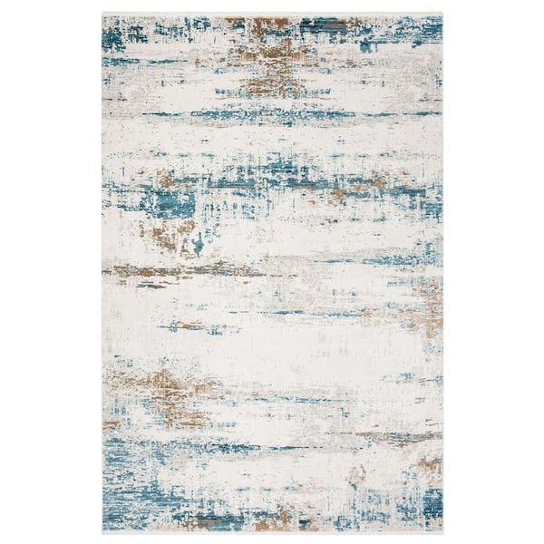 Eclipse 6 ft. x 9 ft. Beige/Blue Distressed Marble Area Rug