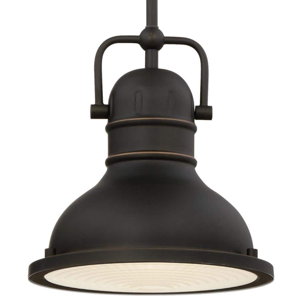 Boswell Mini Globe Farmhouse Pendant in Oil-Rubbed Bronze with Frosted Acrylic