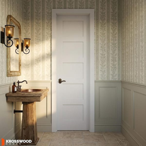 Krosswood Doors 18 in. x 96 in. Shaker 5-Panel Primed Right-Hand