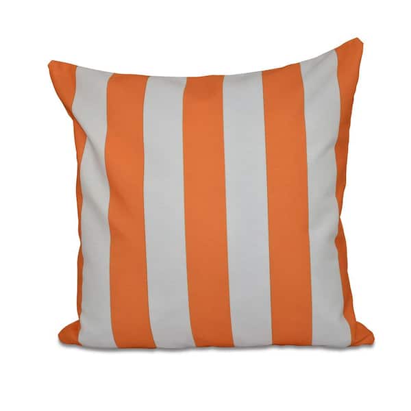 Unbranded Classic Orange Striped 16 in. x 16 in. Throw Pillow