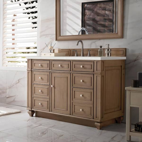 James Martin Vanities Bristol 48.0 in. W x 23.5 in. D x 34.0 in. H Bathroom Vanity in Whitewashed Walnut with Lime Delight Top